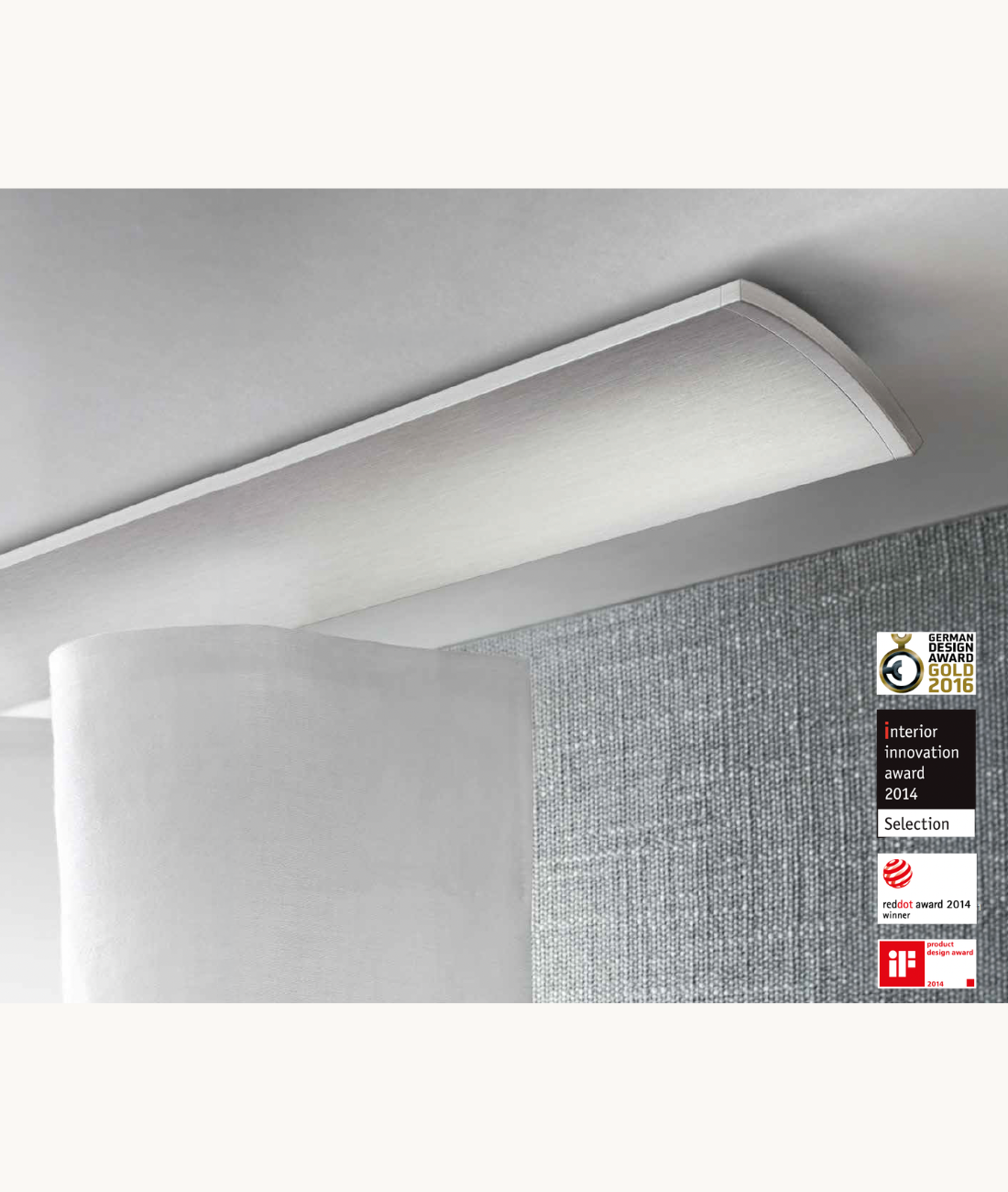 W2 - Wave Curtain Rails - Ceiling - Matte Brass